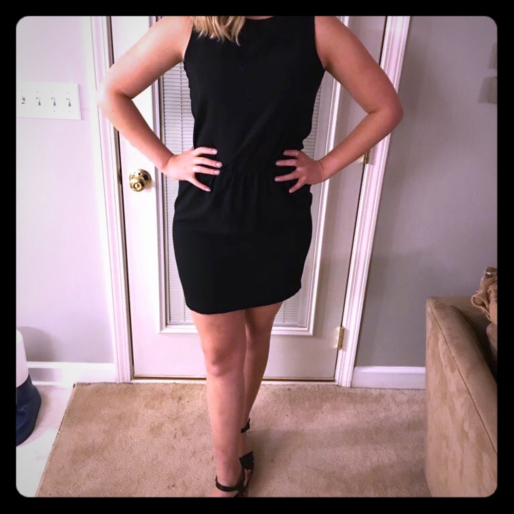 Zara open back black mini dress LBD